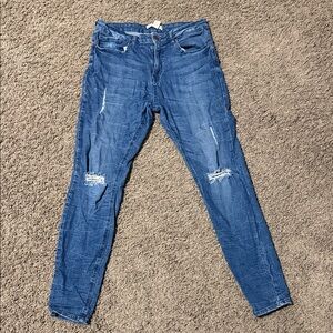 Forever 21 Blue Ripped Skinny Jeans